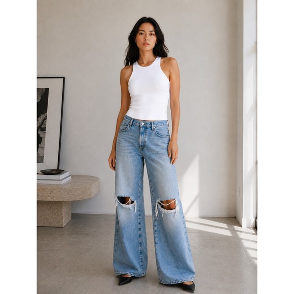 Citizens Of Humanity Denim - Citizens of Humanity Ayla Baggy Distressed High Rise Button Fly Jean Blue 25 NWT